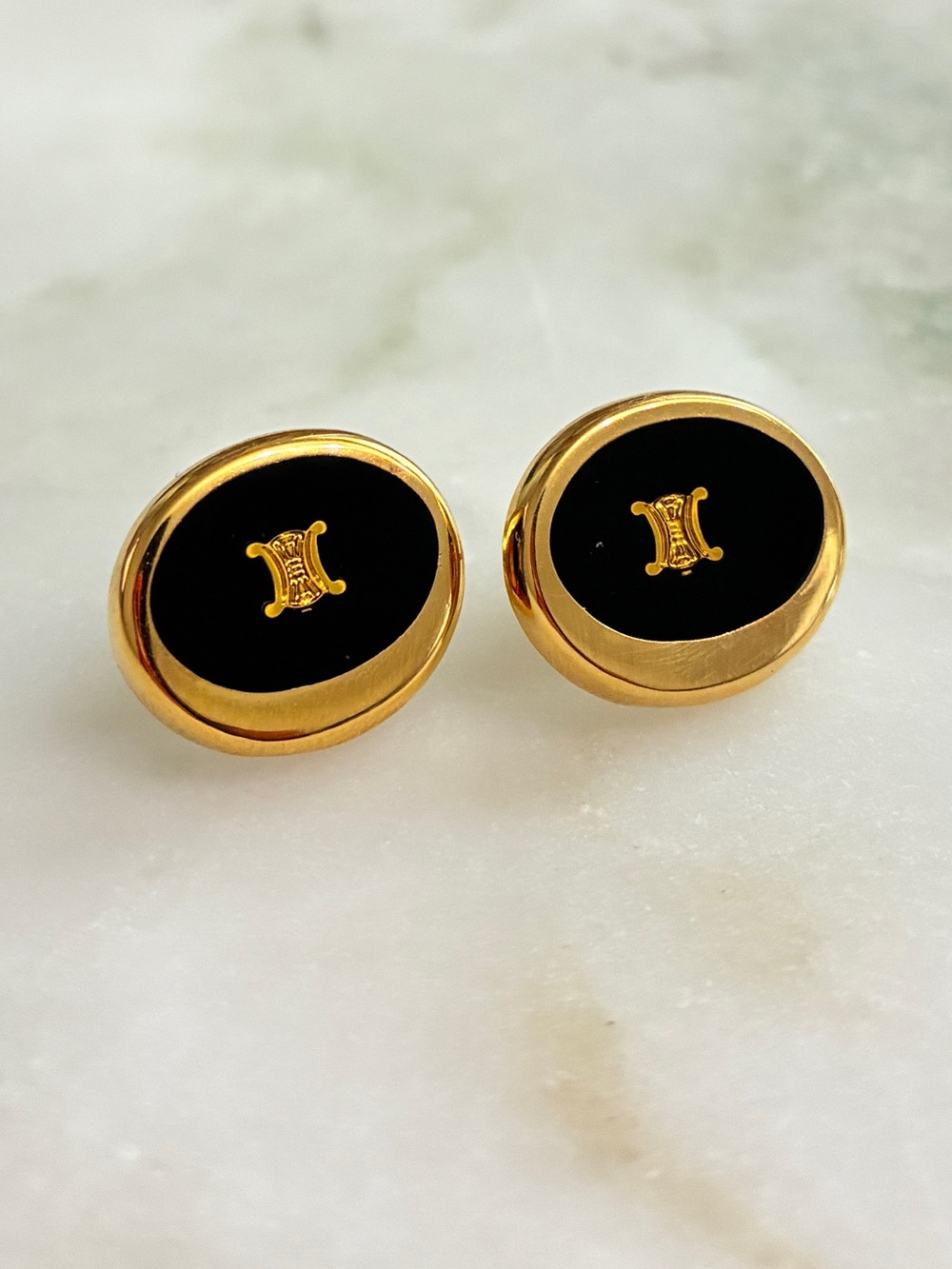Celine Cufflink Earrings Upcycled